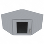 Brooklyn Modern Grey Corner Wall Stacking Cabinets with Glass - 27" W x 15" H x 12" D 27" W