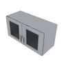 Brooklyn Modern Grey Wall Stacking Cabinet with Glass - 30" W x 15" H x 12" D 30" W