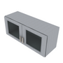 Brooklyn Modern Grey Wall Stacking Cabinet with Glass - 33" W x 15" H x 12" D 33" W