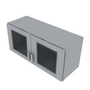 Brooklyn Modern Grey Wall Stacking Cabinet with Glass - 36" W x 15" H x 12" D 36" W
