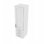 Brooklyn Bright White Wall Tower with 3 Drawers - 15" W x 54" H x 15" D 15" W