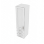 Brooklyn Bright White Wall Tower with 3 Drawers - 15" W x 54" H x 15" D 15" W