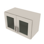 Shaker Sand 15" Wall Stacking Cabinets with Glass - 24" W x 15" H x 12" D 24" W