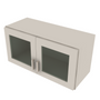 Shaker Sand 15" Wall Stacking Cabinets with Glass - 30" W x 15" H x 12" D 30" W
