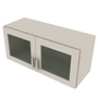 Shaker Sand 15" Wall Stacking Cabinets with Glass - 33" W x 15" H x 12" D 33" W