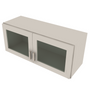 Shaker Sand 15" Wall Stacking Cabinets with Glass - 36" W x 15" H x 12" D 36" W