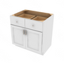 Shaker Designer White Slab Double Door Standard Base Cabinet - 33" W x 34.5" H x 24" D 33" W