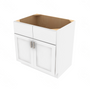 Shaker Designer White Slab Sink Base Cabinet - 33" W x 34.5" H x 24" D 33" W