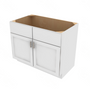 Shaker Designer White Slab Sink Base Cabinet with Center Stile - 42" W x 34.5" H x 24" D 42" W