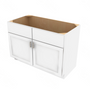 Shaker Designer White Slab Sink Base Cabinet with Center Stile - 48" W x 34.5" H x 24" D 48" W