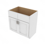 Shaker Designer White Slab Double Door Vanity - 33" W 33" W
