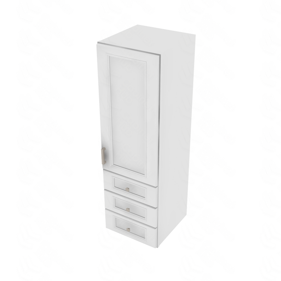 Brooklyn Bright White Wall Tower with 3 Drawers - 15" W x 48" H x 15" D 15" W
