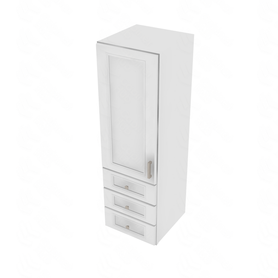 Brooklyn Bright White Wall Tower with 3 Drawers - 15" W x 48" H x 15" D 15" W