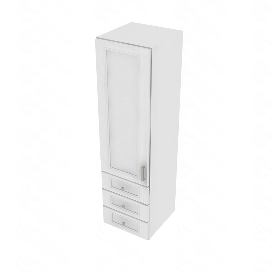 Brooklyn Bright White Wall Tower with 3 Drawers - 15" W x 54" H x 15" D 15" W