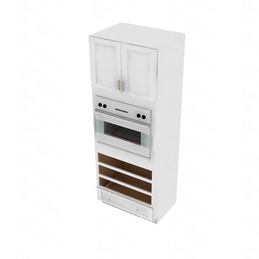Brooklyn Bright White Oven Cabinet - 33" W x 90" H x 24" D 33" W