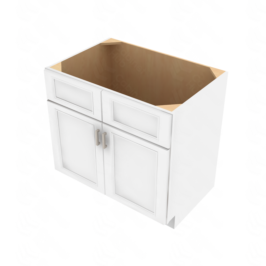 Brooklyn Bright White Sink Base Cabinet - 36" W x 34.5" H x 24" D 36" W