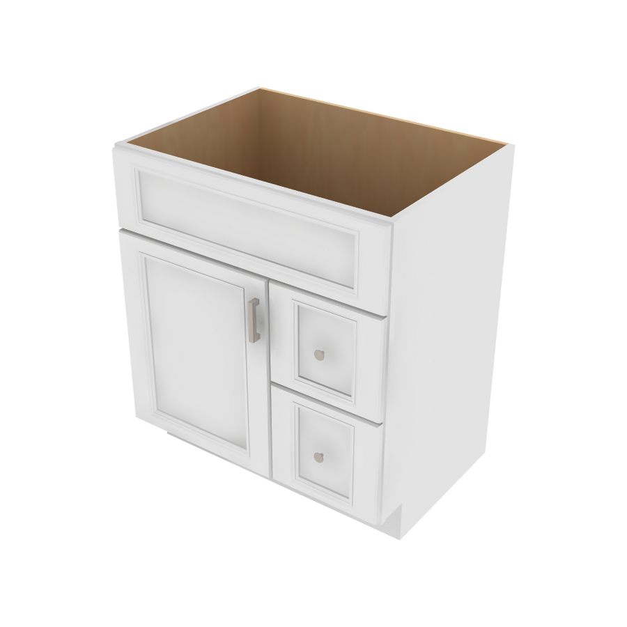 Brooklyn Bright White Vanity Combo Cabinet Right - 30" W x 34.5" H x 21" D 30" W