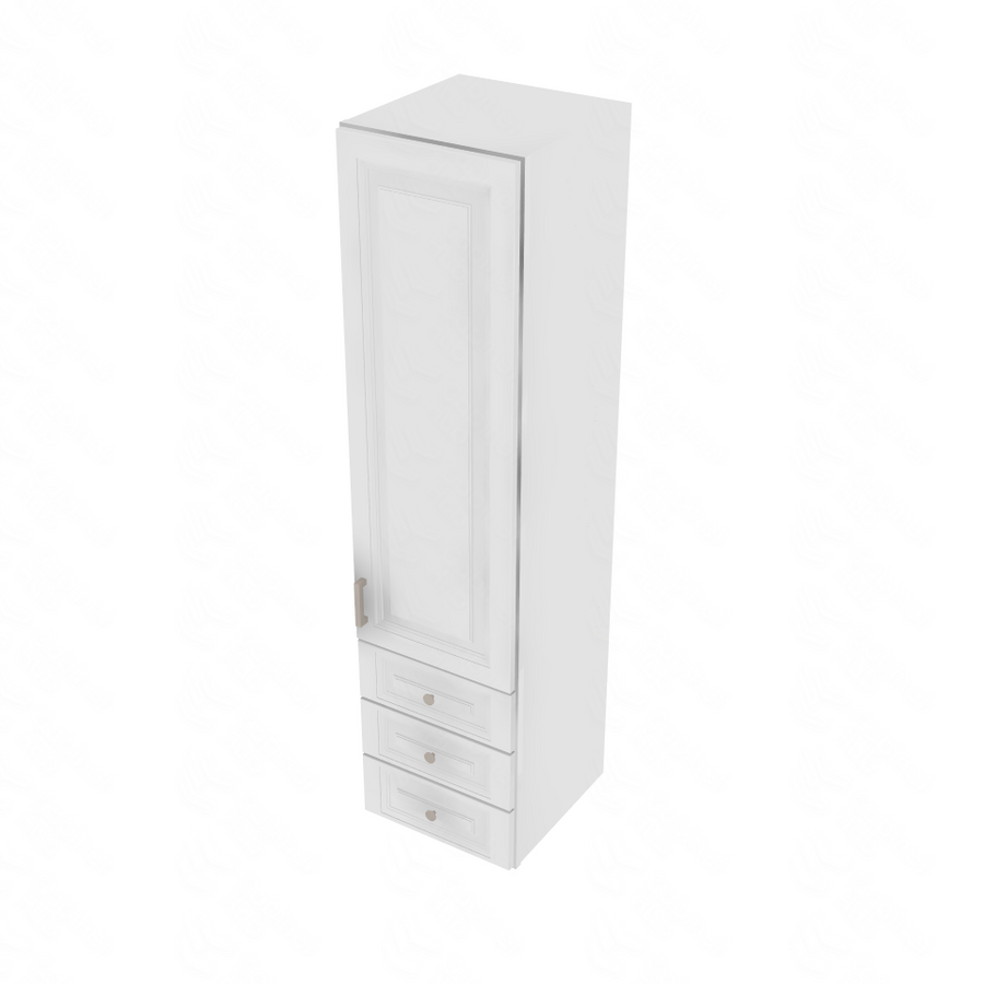 Napa White Wall Tower with 3 Drawers - 15" W x 60" H x 15" D 15" W