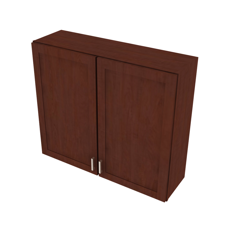 Shaker Espresso Double Door Wall Cabinet with Center Stile - 42" W x 36" H x 12" D 42" W