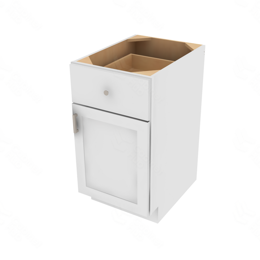 Shaker Designer White Slab Single Door Standard Base Cabinet - 18" W x 34.5" H x 24" D 18" W