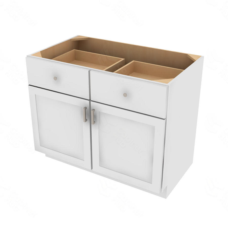 Shaker Designer White Slab Double Door Standard Base with Center Stile –  CabinetHub