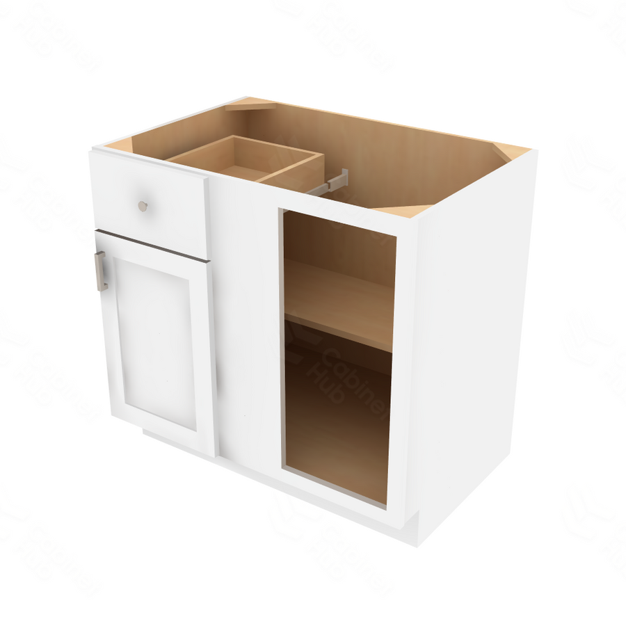 Shaker Designer White Slab Blind Base Cabinet - 36" W x 34.5" H x 24" D 36" W