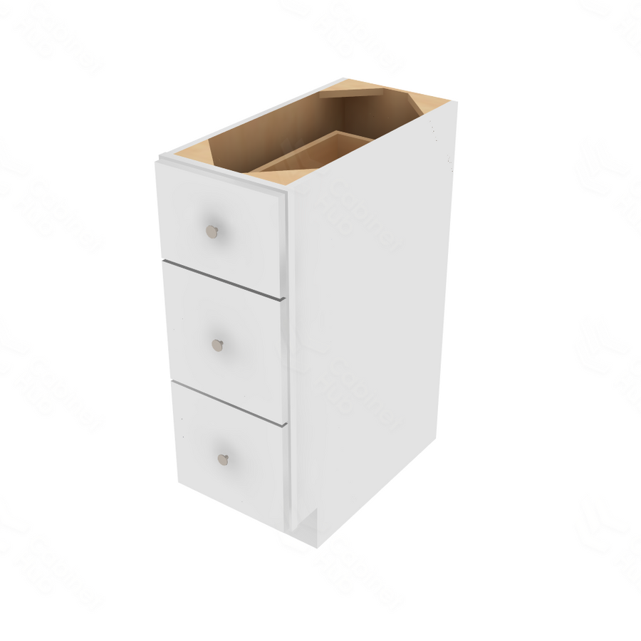 Shaker Designer White Slab Drawer Base Cabinet - 12" W x 34.5" H x 24" D 12" W