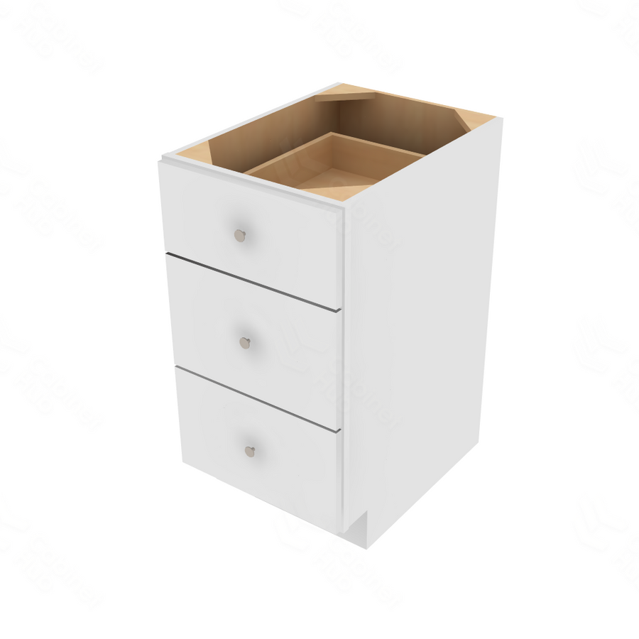 Shaker Designer White Slab Drawer Base Cabinet - 18" W x 34.5" H x 24" D 18" W