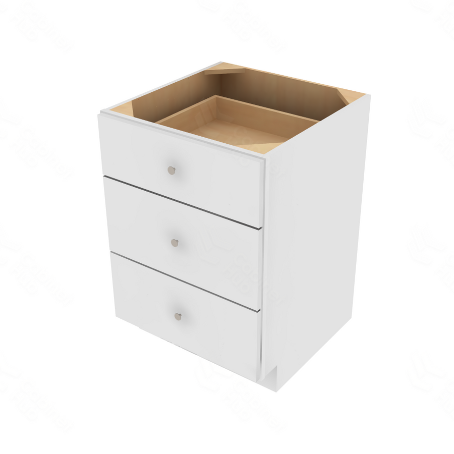 Shaker Designer White Slab Drawer Base Cabinet - 24" W x 34.5" H x 24" D 24" W