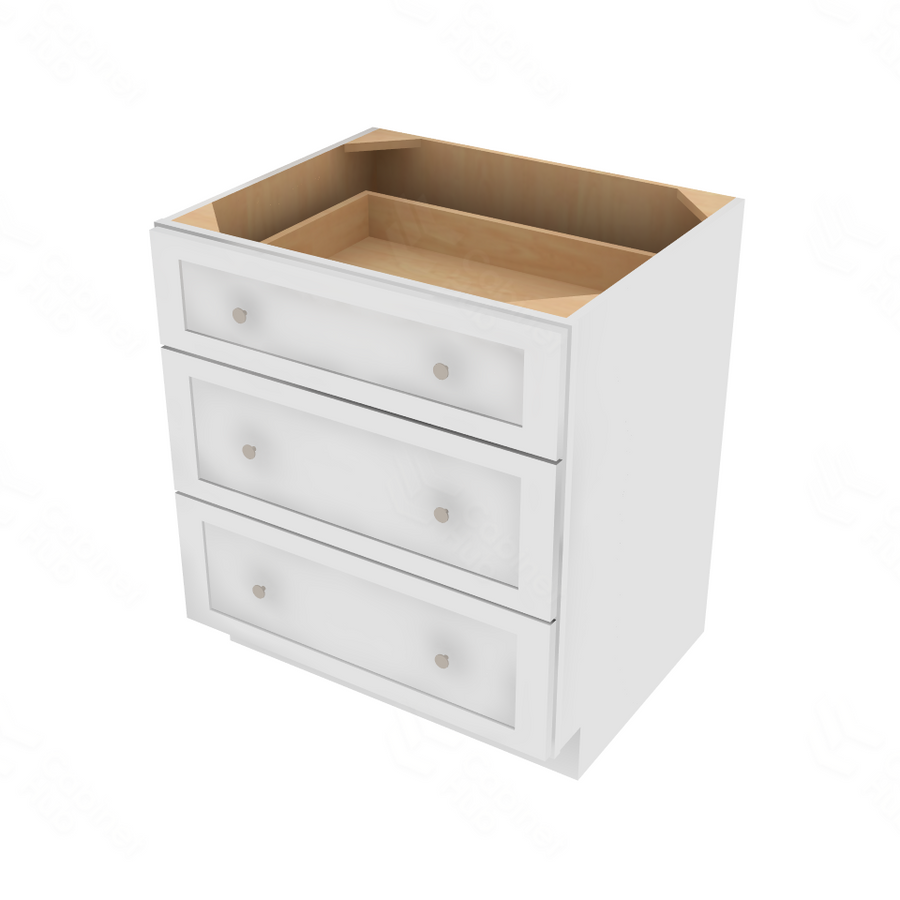 Shaker Designer White 5-Piece Drawer Base Cabinet - 30" W x 34.5" H x 24" D 30" W