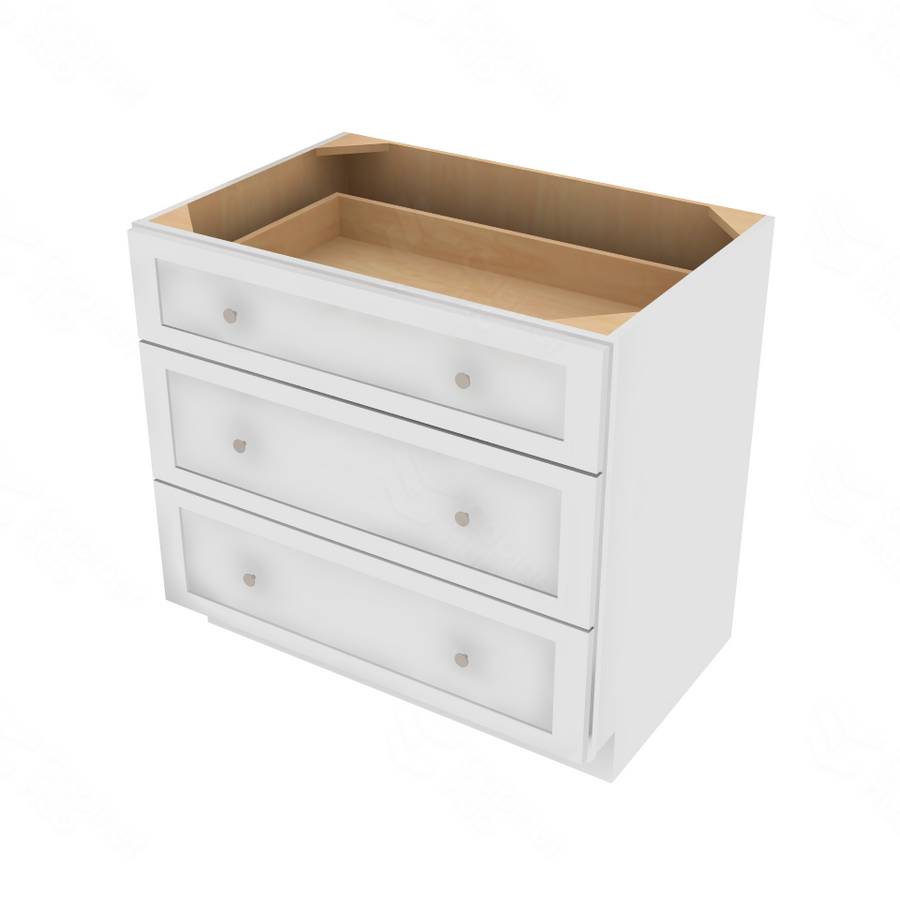 Shaker Designer White 5-Piece Drawer Base Cabinet - 36" W x 34.5" H x 24" D 36" W