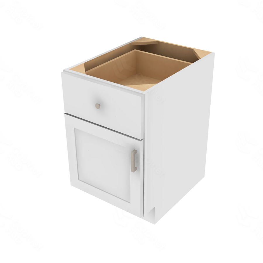 Shaker Designer White Slab Desk Drawer Base Cabinet - 18" W x 29.5" H x 24" D 18" W