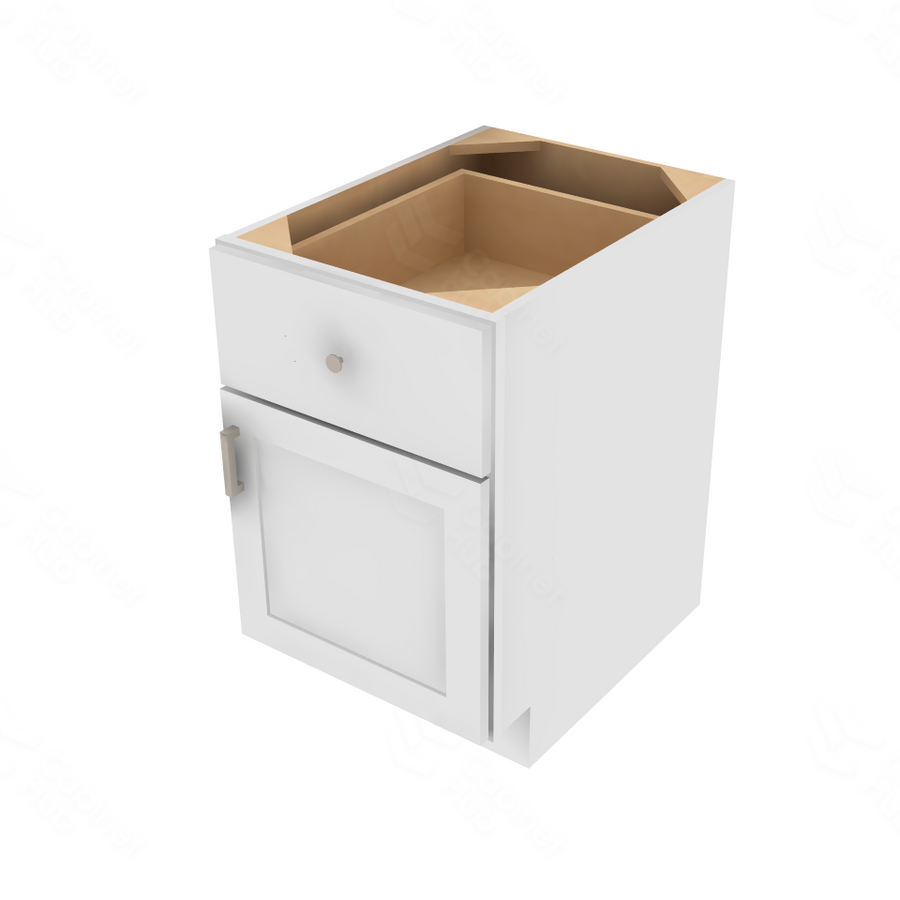 Shaker Designer White Slab Desk Drawer Base Cabinet - 18" W x 29.5" H x 24" D 18" W