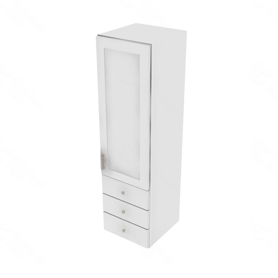 Shaker Designer White Wall Tower with 3 Drawers - 15" W x 54" H x 15" D 15" W