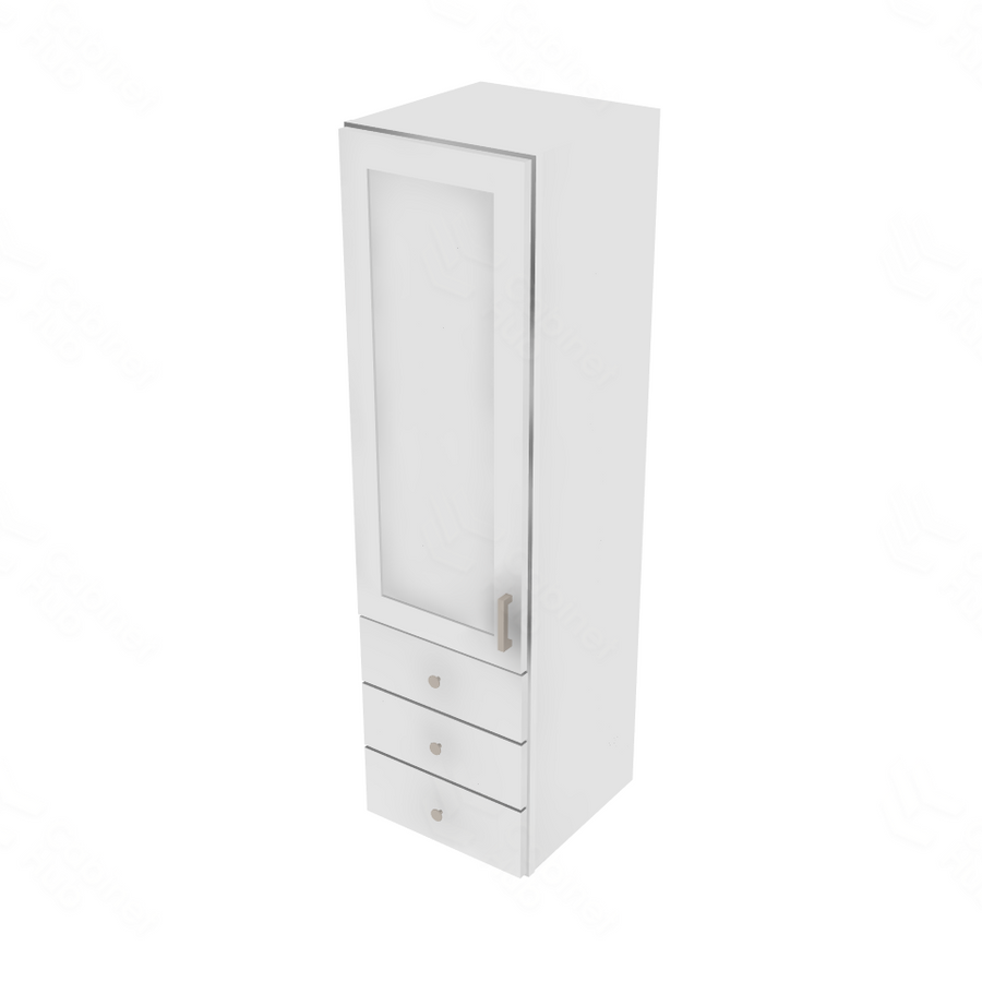 Shaker Designer White Wall Tower with 3 Drawers - 15" W x 54" H x 15" D 15" W