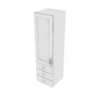 Shaker Designer White Wall Tower with 3 Drawers - 15" W x 54" H x 15" D 15" W