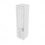 Shaker Designer White Wall Tower with 3 Drawers - 15" W x 60" H x 15" D 15" W