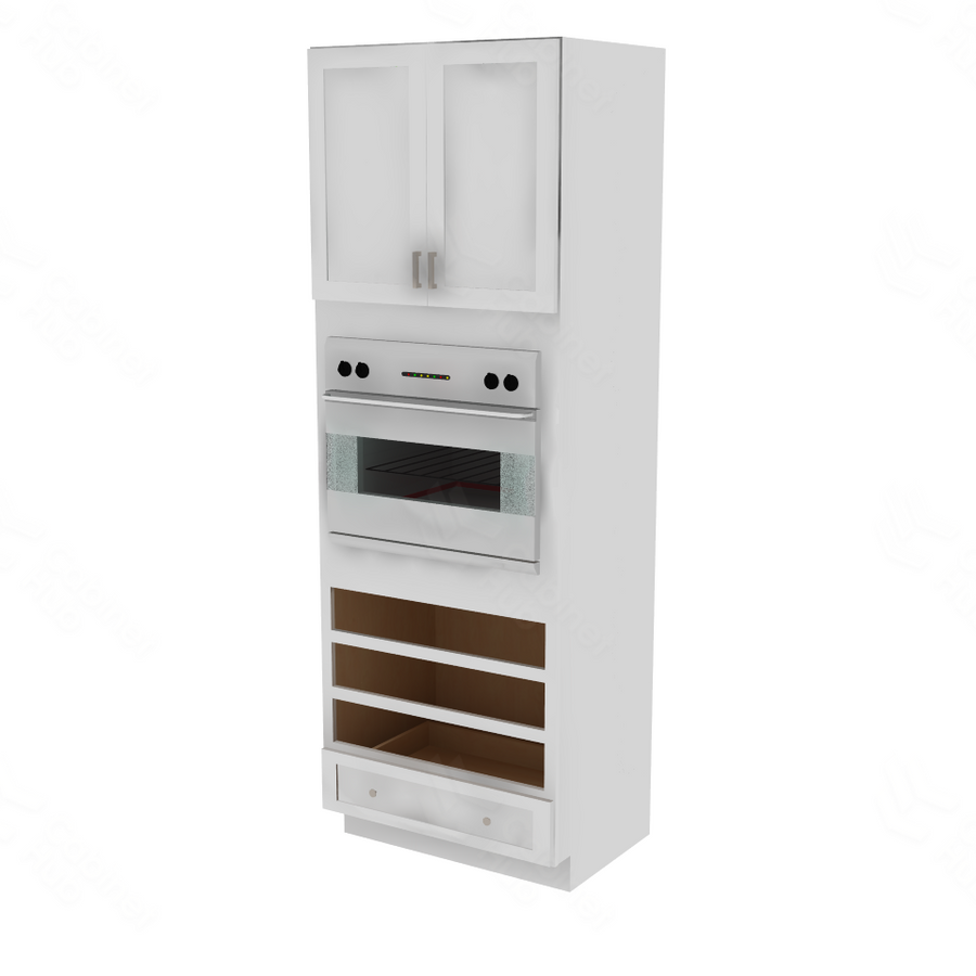 Shaker Designer White 5-Piece Oven Cabinet - 33" W x 96" H x 24" D 33" W