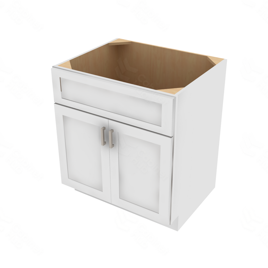 Shaker Designer White 5-Piece Sink Base Cabinet - 30" W x 34.5" H x 24" D 30" W