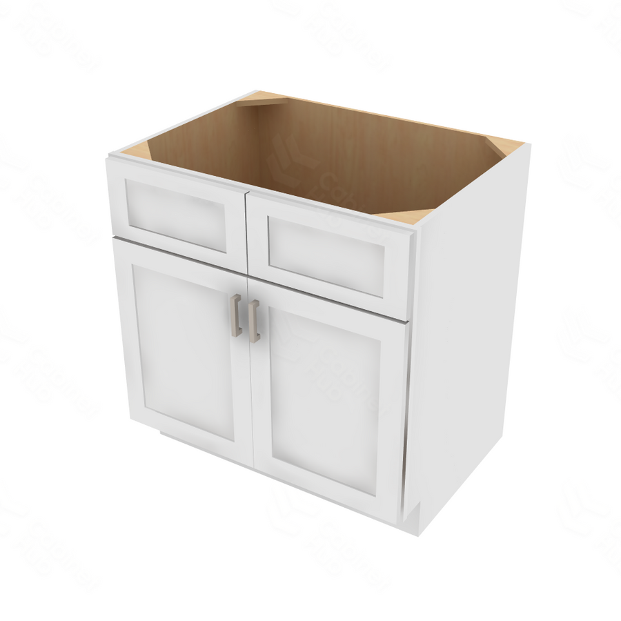Shaker Designer White 5-Piece Sink Base Cabinet - 33" W x 34.5" H x 24" D 33" W