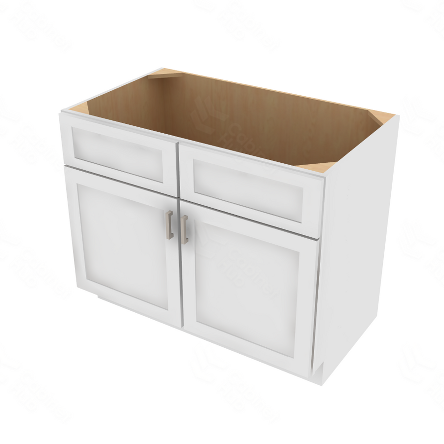 Shaker Designer White 5-Piece Sink Base Cabinet with Center Stile - 42" W x 34.5" H x 24" D 42" W
