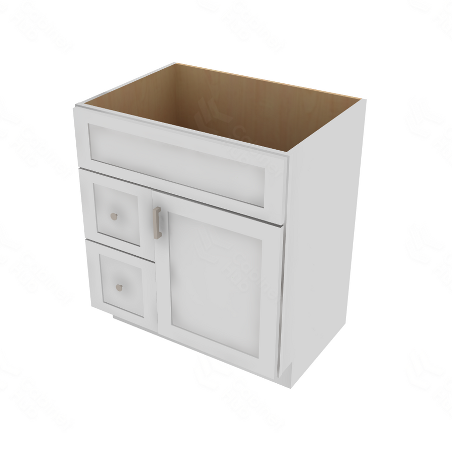 Shaker Designer White 5-Piece Vanity Combo Cabinet Left - 30" W x 34.5" H x 21" D 30" W