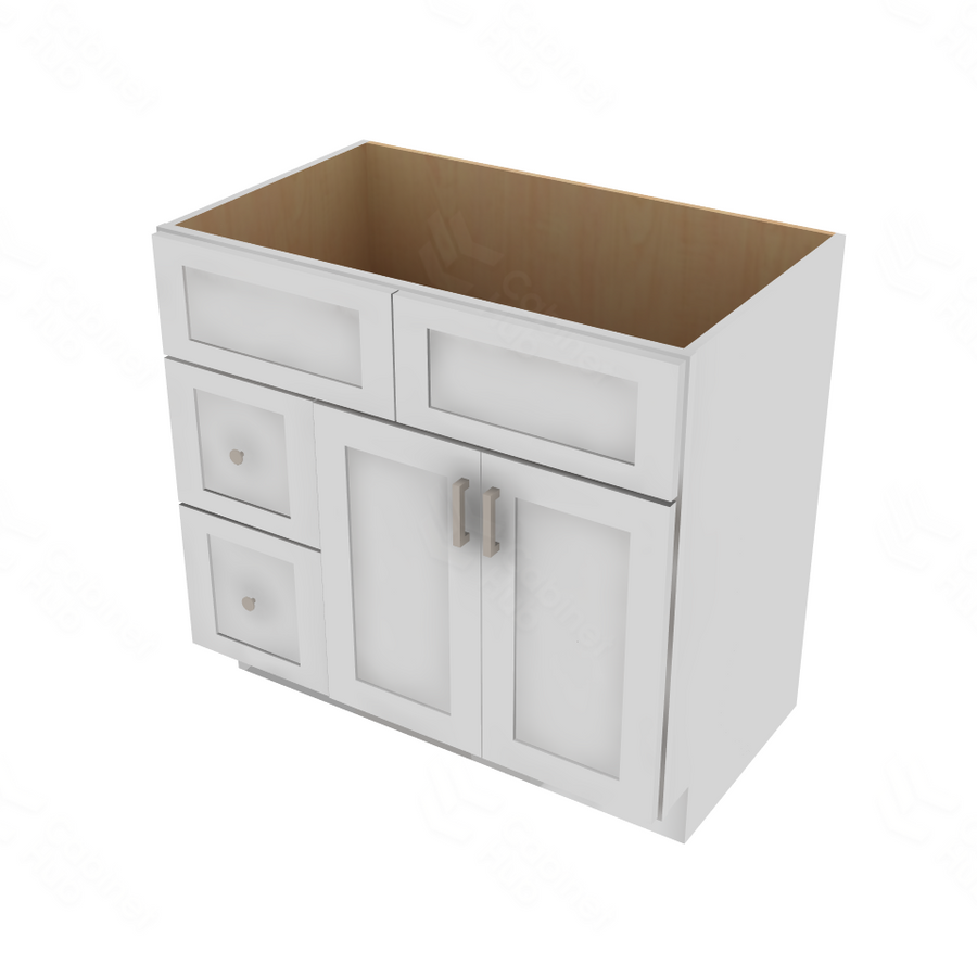Shaker Designer White 5-Piece Vanity Combo Cabinet Left - 36" W x 34.5" H x 21" D 36" W