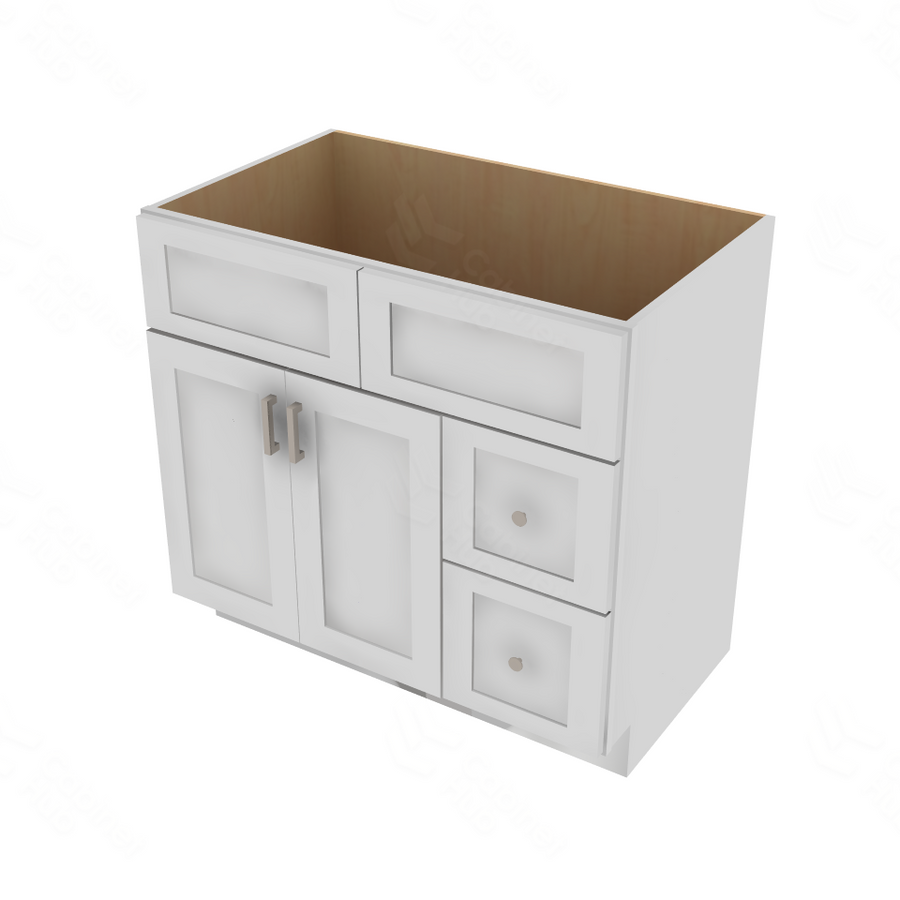 Shaker Designer White 5-Piece Vanity Combo Cabinet Right - 36" W x 34.5" H x 21" D 36" W