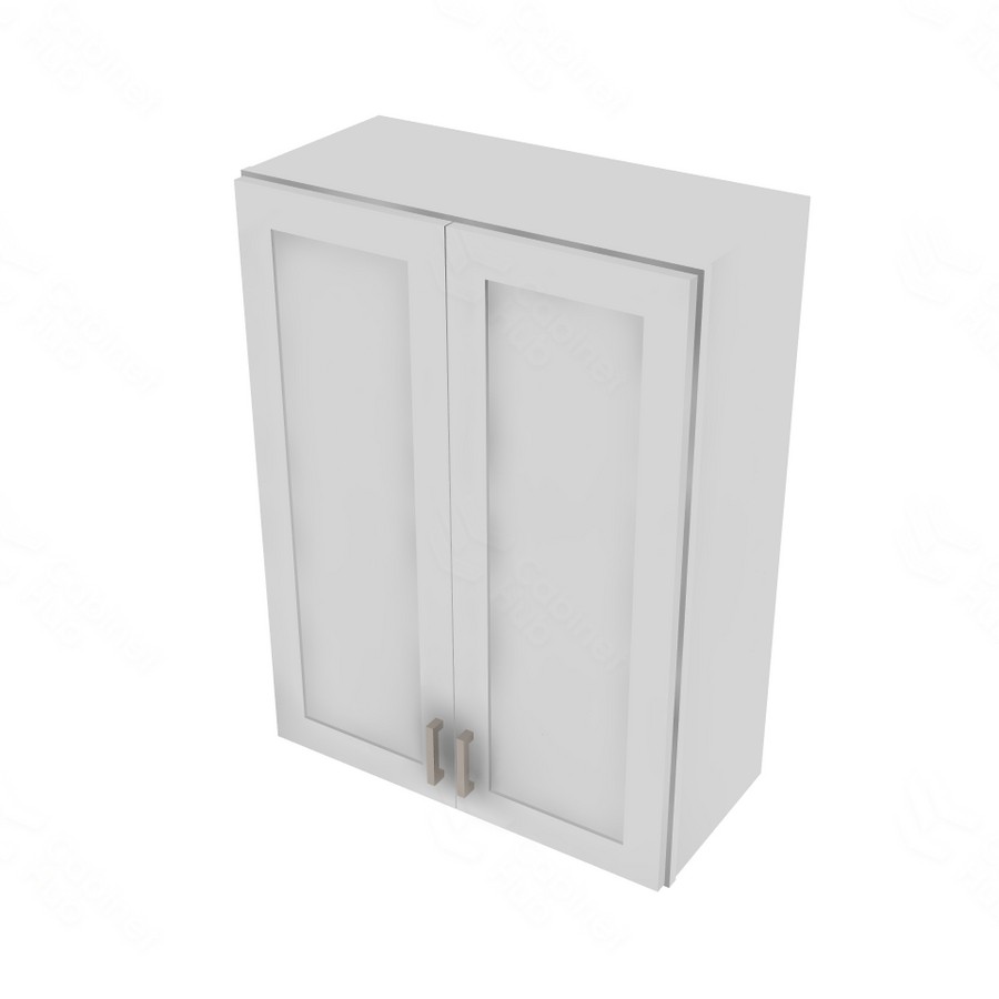 Shaker Designer White Double Door Wall Cabinet - 27" W x 36" H x 12" D 27" W