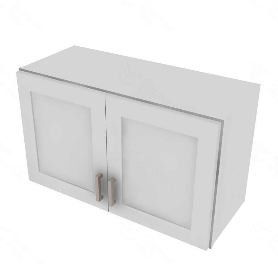 Shaker Designer White Double Door Wall Cabinet - 30" W x 18" H x 12" D 30" W