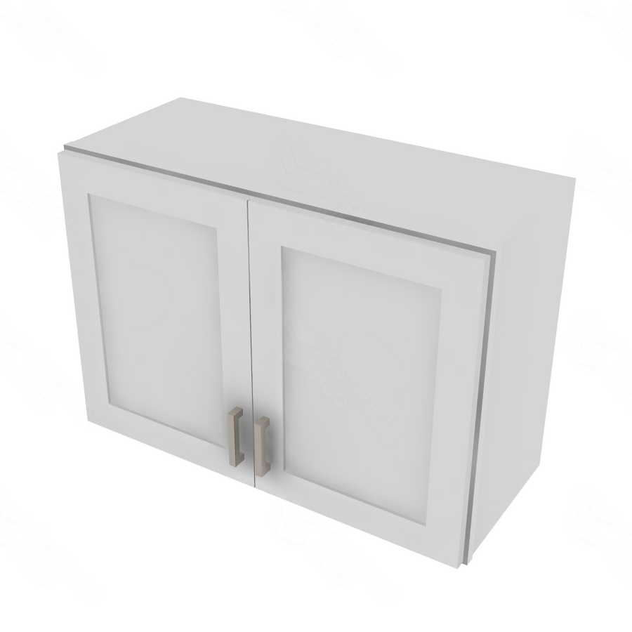 Shaker Designer White Double Door Wall Cabinet - 30" W x 21" H x 12" D 30" W