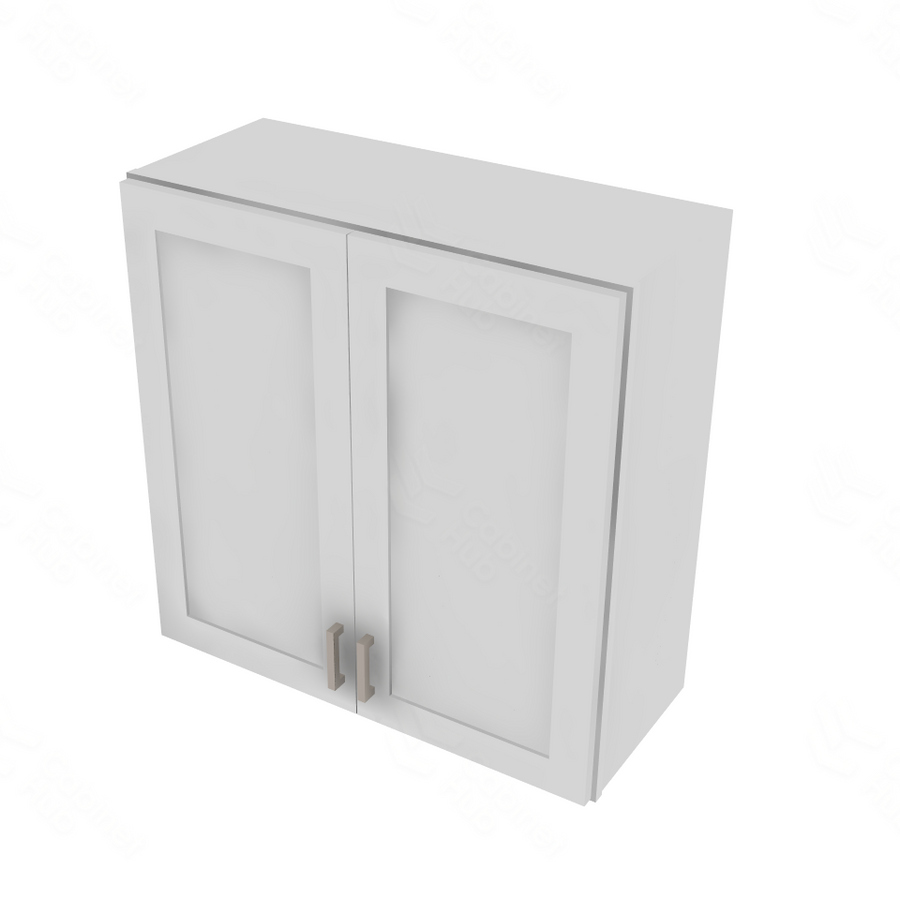 Shaker Designer White Double Door Wall Cabinet - 30" W x 30" H x 12" D 30" W