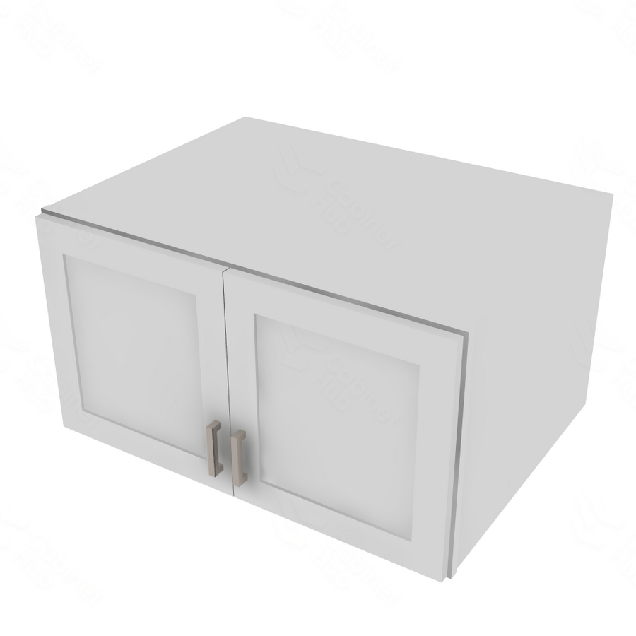 Shaker Designer White Double Door Wall Cabinet - 33" W x 18" H x 24" D 33" W