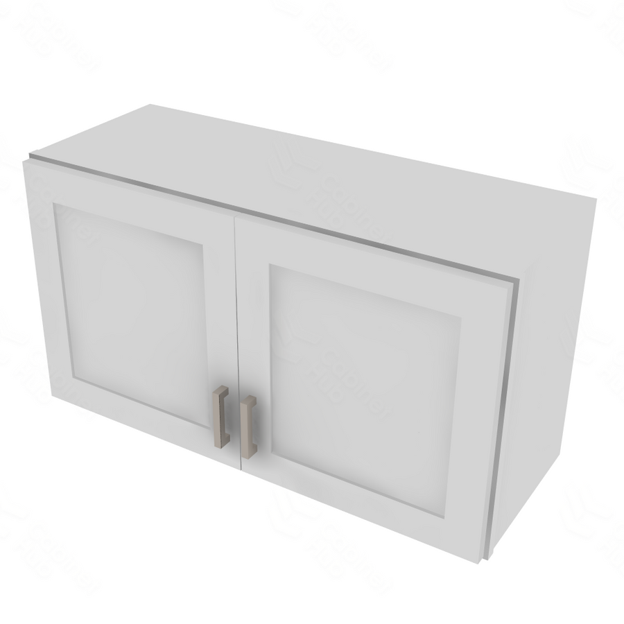 Shaker Designer White Double Door Wall Cabinet - 33" W x 18" H x 12" D 33" W